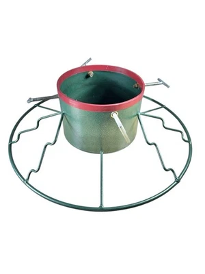 Heavy Duty Welded Metal Christmas Tree Stand – Ring Base – Green & Red Steel - Image 1 of 4