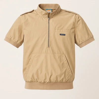 Pullover de manga corta vintage solo para miembros chaqueta con cremallera 1/2 talla grande beige Foto 1 de 4