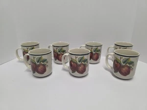 Casuals By China Pearl Set Of 7 Apple Mugs Coffee Tea Cups Stoneware Country - Picture 1 of 11