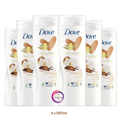 6 x Dove Body love Lotion Pampering care Shea Butter with vanilla 250ml VEGAN - Image 1 of 4