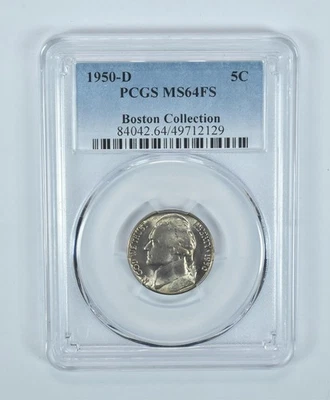 1950-D Jefferson Nickel Boston Collection MS64 FS PCGS Blue Label *5056 - Image 1 of 4