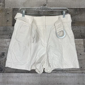 Express Shortie superhoher Bund Damenshorts Größe 6 beige Gürtel Leinenmischung - Bild 1 von 6