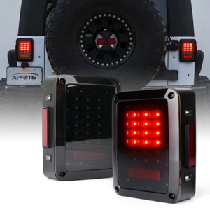 Xprite Smoke Led Tail Light Brake Reverse Turn Signal for Jeep 07-18 Wrangler JK - Foto 1 di 7