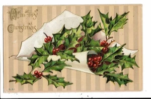 CPA-Carte Postale en relief -Angleterre - A Mery Christmas avec du Houx en 1911 - Picture 1 of 2