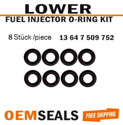 Kit de anel-O de vedação de injetor de combustível 8 OEM INFERIOR para BMW E53 E60 E6 V8 E64 E65 E66 E70 - Imagem 1 de 4