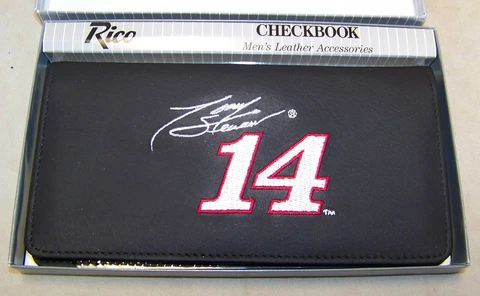 RICO #14 TONY STEWART SHR NASCAR LEATHER CHECKBOOK COVER WALLET BLACK NIB Cover