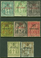 Edw1949Sell : French Morocco 1891-1900 Sc #1-8 Cplt set. Choice & Vf Cat $461