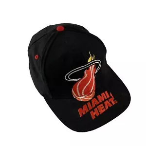 VTG Miami Heat Black Wool Blend Embroidered Logo Hat Snapback Spell Out Retro - Picture 1 of 11