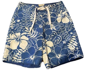ABERCROMBIE & FITCH Mens Cargo Board Shorts Blue Floral Swim Trunks Small EUC - Picture 1 of 4