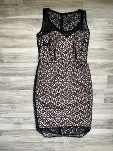 Ann Taylor ärmelloses Midi-Spitzenkleid schwarz und hellbraun Größe 0 Petite Polyester - Bild 1 von 10