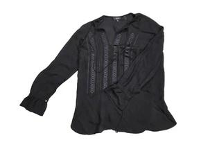 Theory Women 100% Silk Pullover Bell Cuff Dress Blouse Size small Black (# 178) - Picture 1 of 8