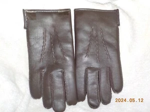 Vintage Youth Boy's size 9 BROWN Vinyl gloves w/ knit lining NWT - Picture 1 of 5