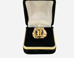 Vintage 10k Yellow Rose Gold Signet R Men’s Ring Size 10 - Picture 1 of 5