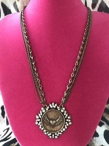 Betsey Johnson Etiqueta Negra Bronce BONITO Ángel Volador Ala Alada Corazón Collar - Imagen 1 de 5