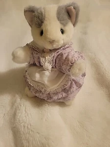 Rare Vintage Eden Stuffed White Kitty Frederick Warne Plush Cat W/ Purple Outfit - Picture 1 of 9