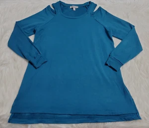 Kenneth Cole Reaction Blouse Cold Shoulder Top Lyons Blue Women Size Medium Y-5 - Picture 1 of 11