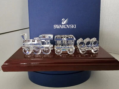 SWAROVSKI CRYSTAL 3 PIECE TRAIN SET & STAND  - Image 1 of 4