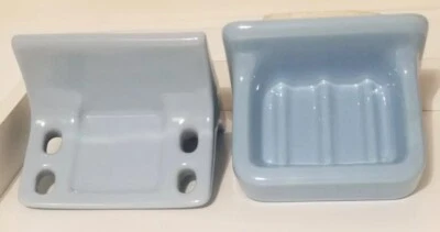 Juego de fregadero azul jabonera de cerámica brillante + soporte para taza y cepillo de dientes de colección Foto 1 de 4