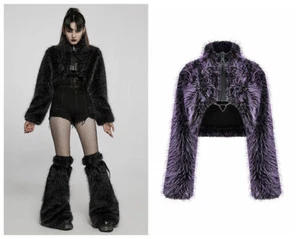 Punk Rave Donna Cappotto Pelliccia Finta Inverno Elegante Corto Spessa Pelliccia Finta Giacca Scura - Foto 1 di 40