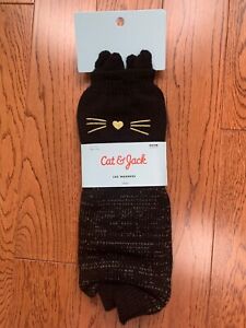 NEW Girls' Cat & Jack Black Cat Sparkly Leg Warmers One Size Fits All