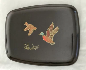 Vintage Couroc Ducks in Flight Black Inlaid Serving Tray Monterey 9.5 x 12.5" C3 - Picture 1 of 11