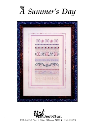 Cross Stitch JUST NAN A Summer's Day Butterfly Roses OOP VINTAGE Estate - Image 1 of 2