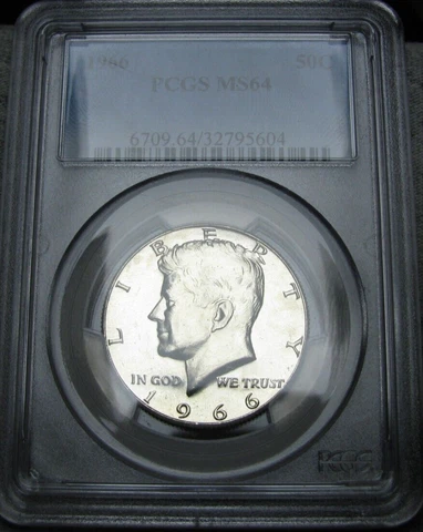 1966 Kennedy Half Dollar  --- PCGS MS-64 Graded Slabbed  --- #665A Cover