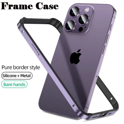 Funda con Marco para iPhone 15 Pro Max 14 13 12 11 XR Aluminio Metal Teléfono Delgado Parachoques Foto 1 de 4