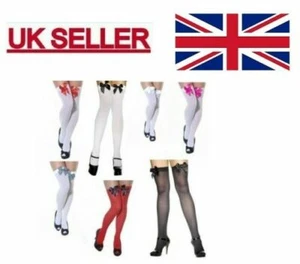 LADIES THIGH HIGH SOCKS HOLD UP STOCKINGS OVER THE KNEE FANCY DRESS COSTUME - Picture 1 of 13