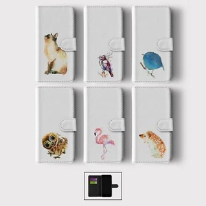 CASE FOR IPHONE 16 16E 15 14 12 12 PRO WALLET FLIP PHONE COVER CAT BIRD HEDGEHOG - Picture 1 of 8