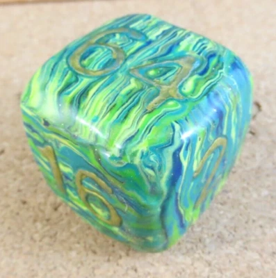 Jena's Handmade Backgammon Doubling Cube Green Raised Numbers One of A Kind #84 - Image 1 of 4