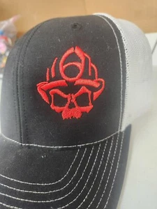 Black Helmet Firemen Brand Red skull logo 3D embroidered snapback Trucker hat  - Picture 1 of 11