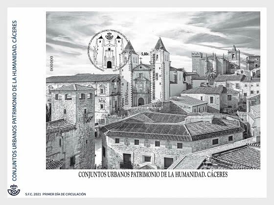 spain 2021 espagne CASERES Urban World Heritage Site UNESCO architectru ms1v FDC - Image 1 of 1