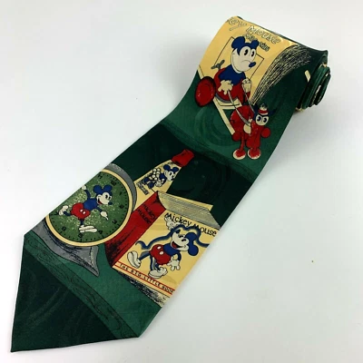 Atlas Design Mens Tie with Vintage Mickey Mouse Pattern 100% Silk Sweden Disney - Image 1 of 4