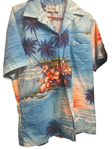 Camisa Hawaiana De Colección Rai Nani Para Hombre Talla XL Azul Floral Aloha Hecha en EE. UU. - Imagen 1 de 2