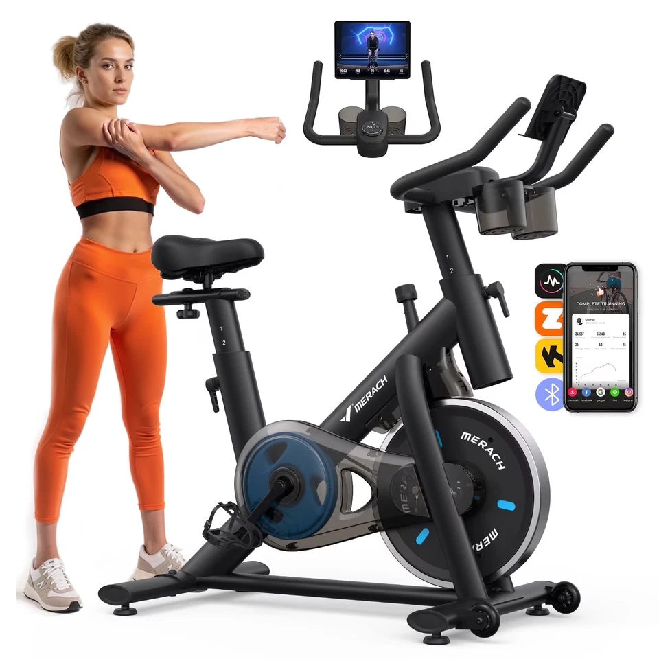 MERACH S26 Home Exercise Bike Quiet Stationary Fitness Bicycle Workout Fullbody - Image 1 of 4