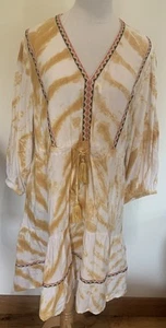 RRP£65 BNWT Monsoon Artisan Tie Dyed Beach Dress Sz Large- Ochre - Picture 1 of 11