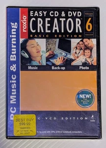 ROXIO EASY CD & DVD CREATOR 6 Sealed New Condition 2004 Computer Software XP - Picture 1 of 2