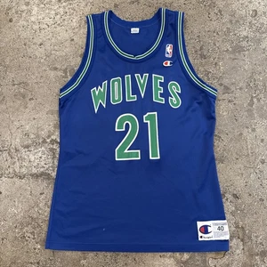 Vintage Minnesota Timberwolves Kevin Garnett Champion Trikot 1990er Basketball Gr. 40 - Bild 1 von 9