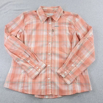 Camisa Columbia para mujer XL rosa a cuadros manga larga lengüeta enrollable botón delantero exterior Foto 1 de 4