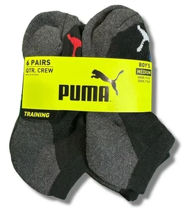 PUMA SOCKS BOYS X6 - LOW CUT 243 ZACK - SZ MEDIUM - SHOE SZ 9-3.5 - BLACK 6 PACK - Picture 1 of 3