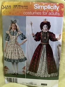 Simplicity 0411 2325 Erwachsene Alice im Wunderland Kostüm Muster 6-8-10-12 Sehr guter Erhaltungszustand Neu - Bild 1 von 3