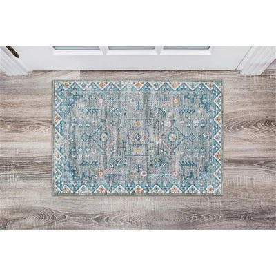 Linon Washable Wills Polyester 2'x3' Rug in Gray - Image 1 of 4