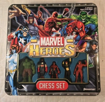 2003 Marvel Heroes Chess Set Complete w/ Figures & Board Hulk X-Men Kingpin K1 - Image 1 of 4