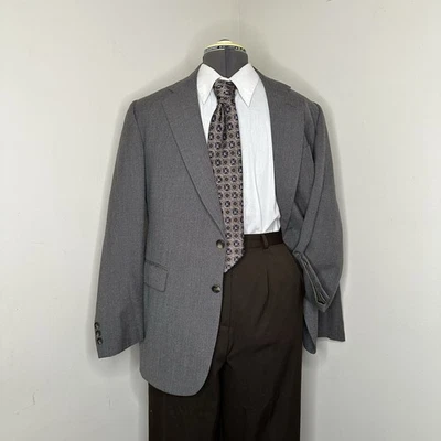 1980s Cricketeer Mens 40R Large Blazer Gray Wool Sport Coat Suit Jacket USA 44" - Image 1 of 4