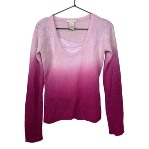 Sweet Romeo Womens Sz S Lightweight Sweater Pink Ombre Cotton Blend - Picture 1 of 3