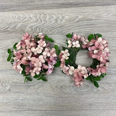 Juego de 2 anillos de vela de hortensia Valerie Parr Hill ROSA flores realistas QVC Foto 1 de 4