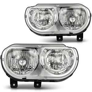 Headlights Assembly Pair For Dodge Challenger 2008-2014 Chrome Housing - Imagen 1 de 10