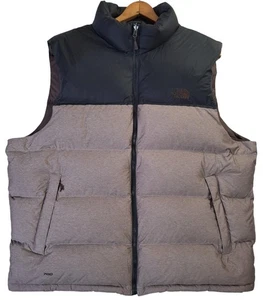 The North Face Vest Mens 2XL Black Gray Nuptse 700-Fill Goose Down Puffer - Picture 1 of 10