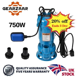 Bomba de agua sucia sumergible 750 W amoladora pozo de aguas residuales inundación séptica sumidero de aguas residuales - Imagen 1 de 12